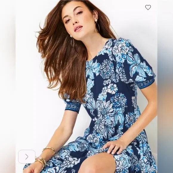 Lilly Pulitzer Ameilia Low Tide Bouquet Engineered Woven Dress Navy Size 4 NWT